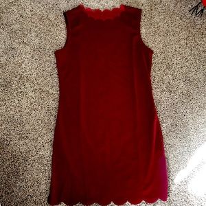 ‼️SOLD‼️NWOT SHEIN Scallop neck & hem line sleeveless dress• Burgundy